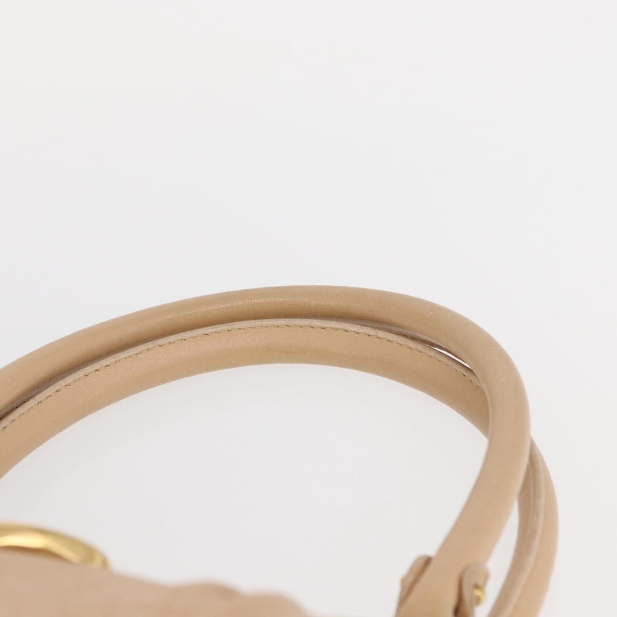 Salvatore Ferragamo Gancini Handbag Leather Beige Leather Handbag (Pre-Owned)
