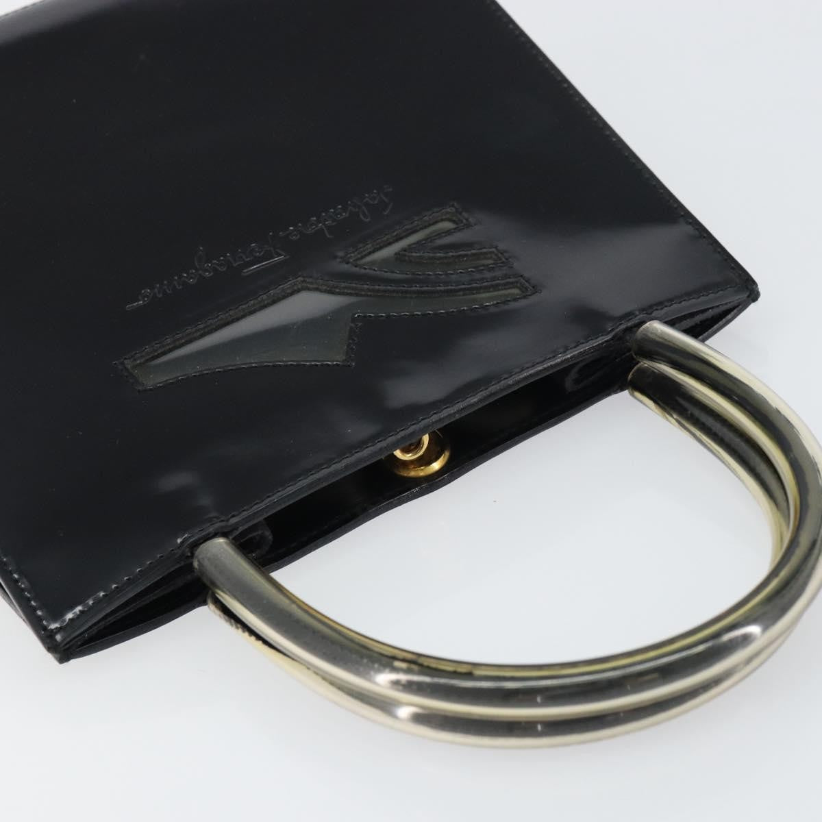 Salvatore Ferragamo Vintage Handbag Patent Leather Black Patent_Leather Handbag (Pre-Owned)