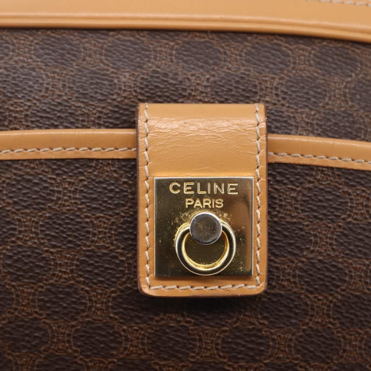 Celine Macadam Shoulder Bag Pvc Leather Brown Pvc Shoulder Bag Bag (Pre-Owned)