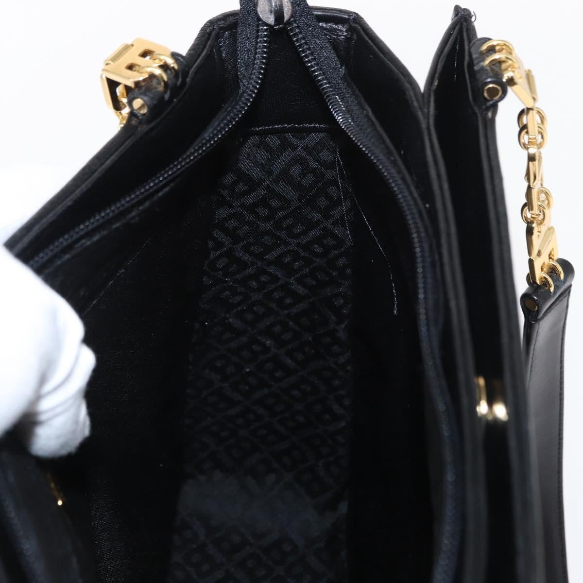 Bally Vintage Shoulder Bag Quilted Leather Black Leather Shoulder Bag Bag (Pre-Owned)