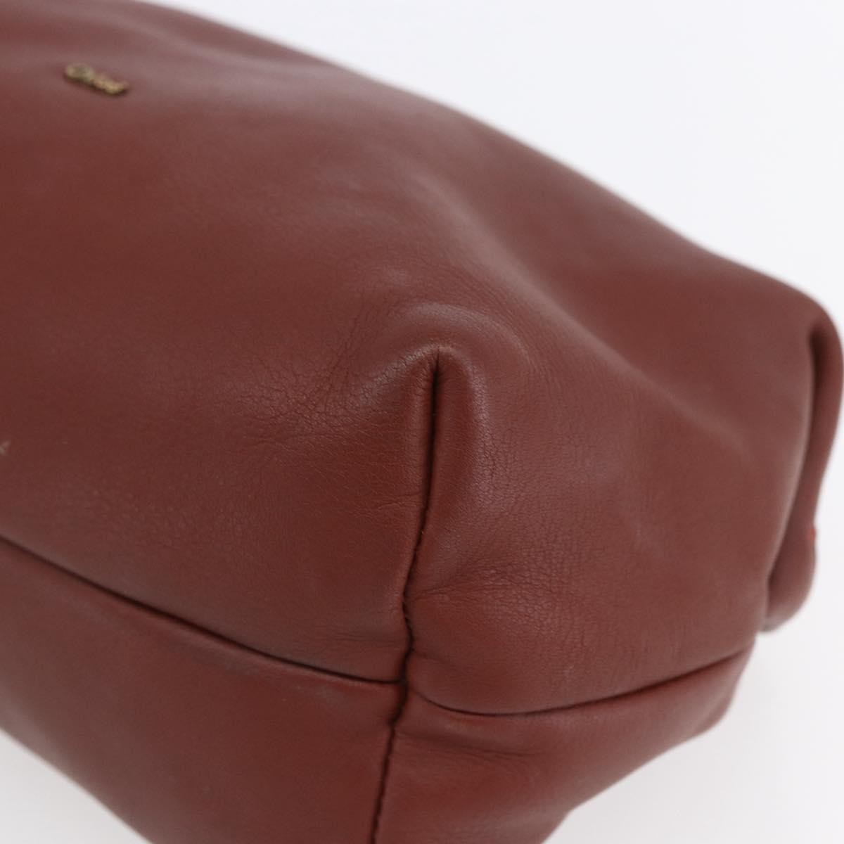 Chloe Zip Clutch Leather Brown Leather Clutche & Pouche Bag (Pre-Owned)