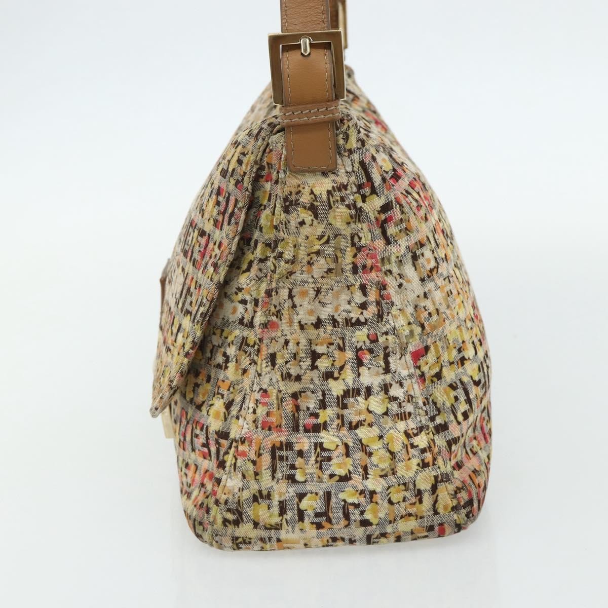 Fendi Mamma Baguette Zucca Canvas Beige Canvas Shoulder Bag Bag (Pre-Owned)