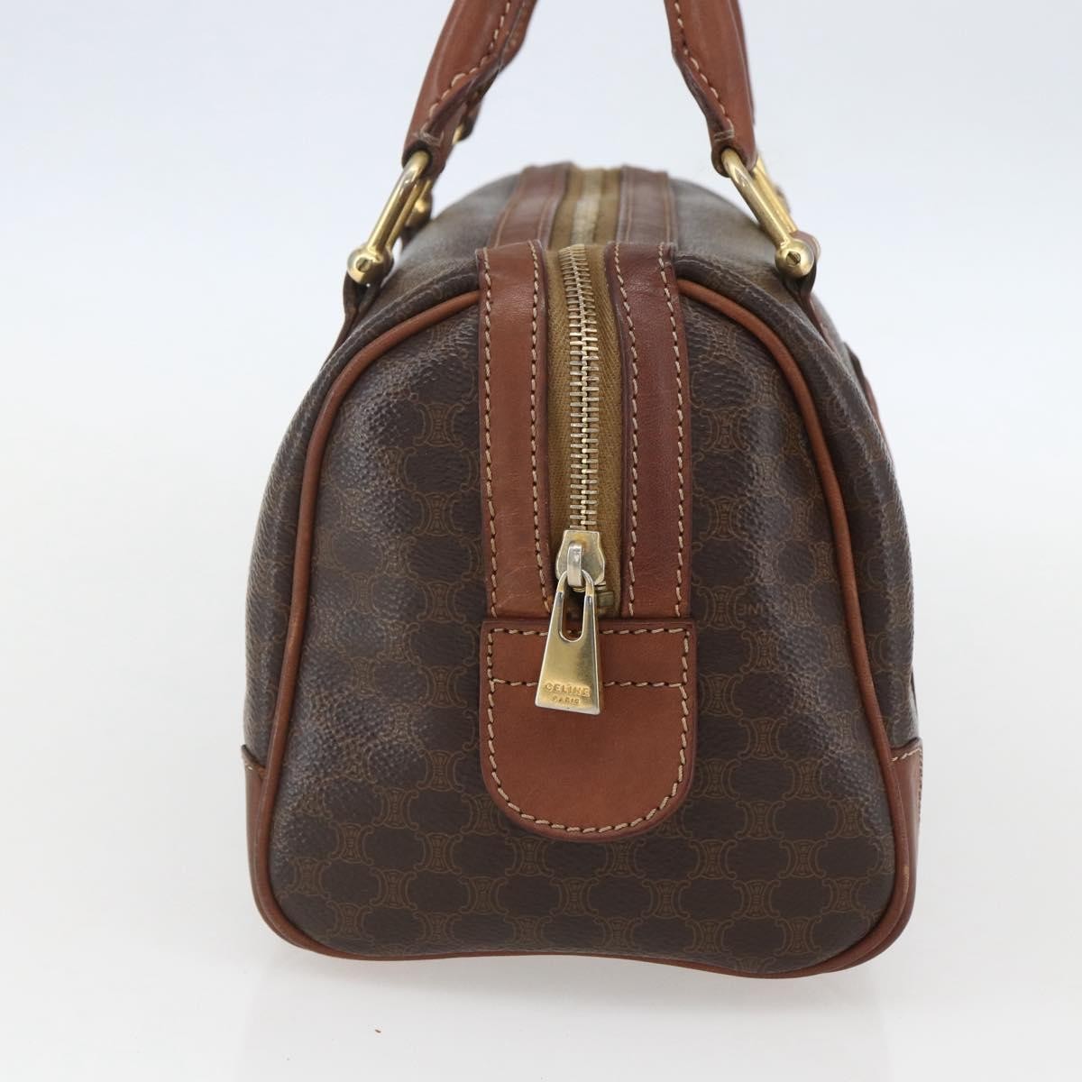 Celine Vintage Macadam Handbag Canvas And Leather Brown Canvas Shoulder Bag Bag (Pre-Owned)