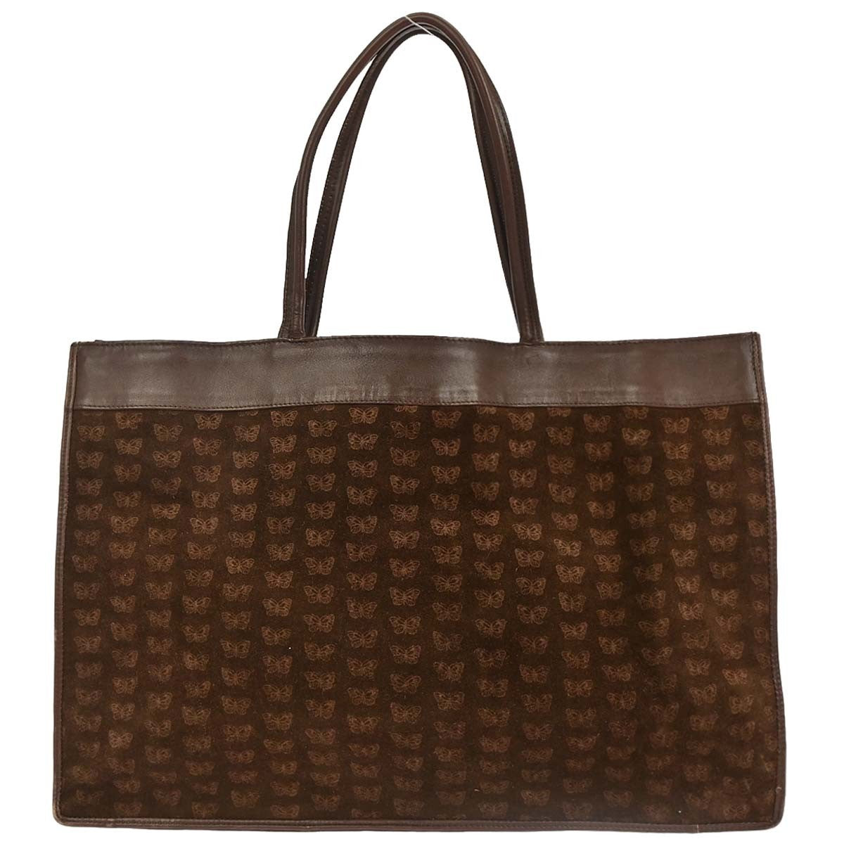 Bottega Veneta Butterfly Handle Tote Suede Brown Suede Tote Bag Bag (Pre-Owned)