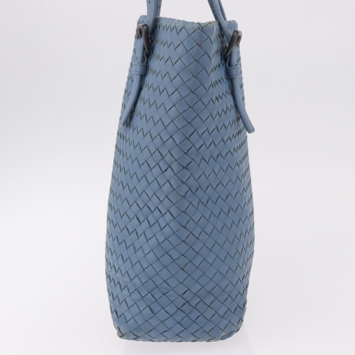 Bottega Veneta Intrecciato Tote Leather Blue Leather Tote Bag Bag (Pre-Owned)