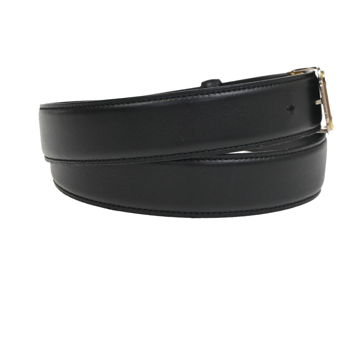 Cartier Santos Plaque Reversible Belt Leather Black Leather Belts Accessory (Pre-Owned)