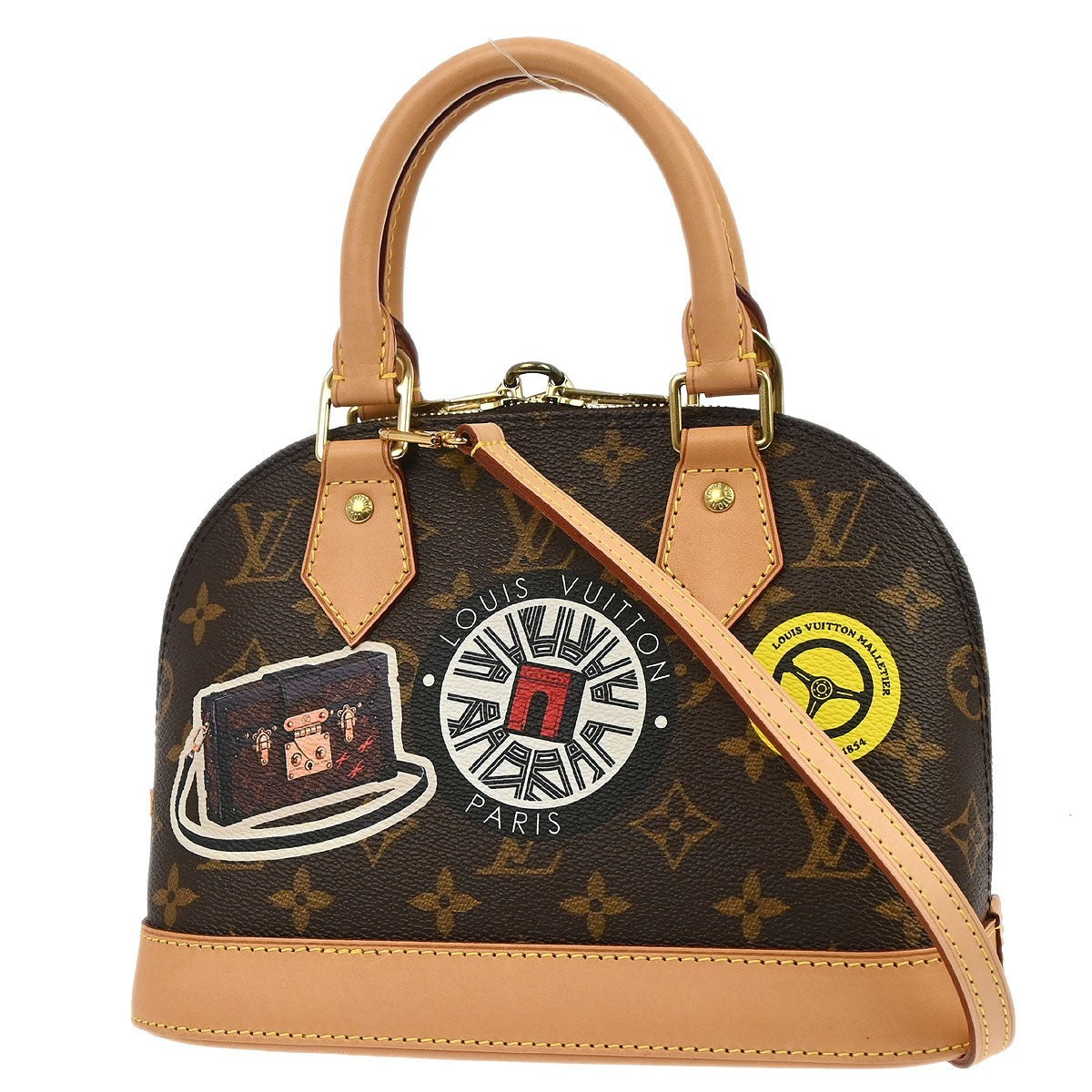 Louis Vuitton Alma Handbag Limited Edition World Tour Monogram Canvas Brown Canvas Handbag (Pre-Owned)