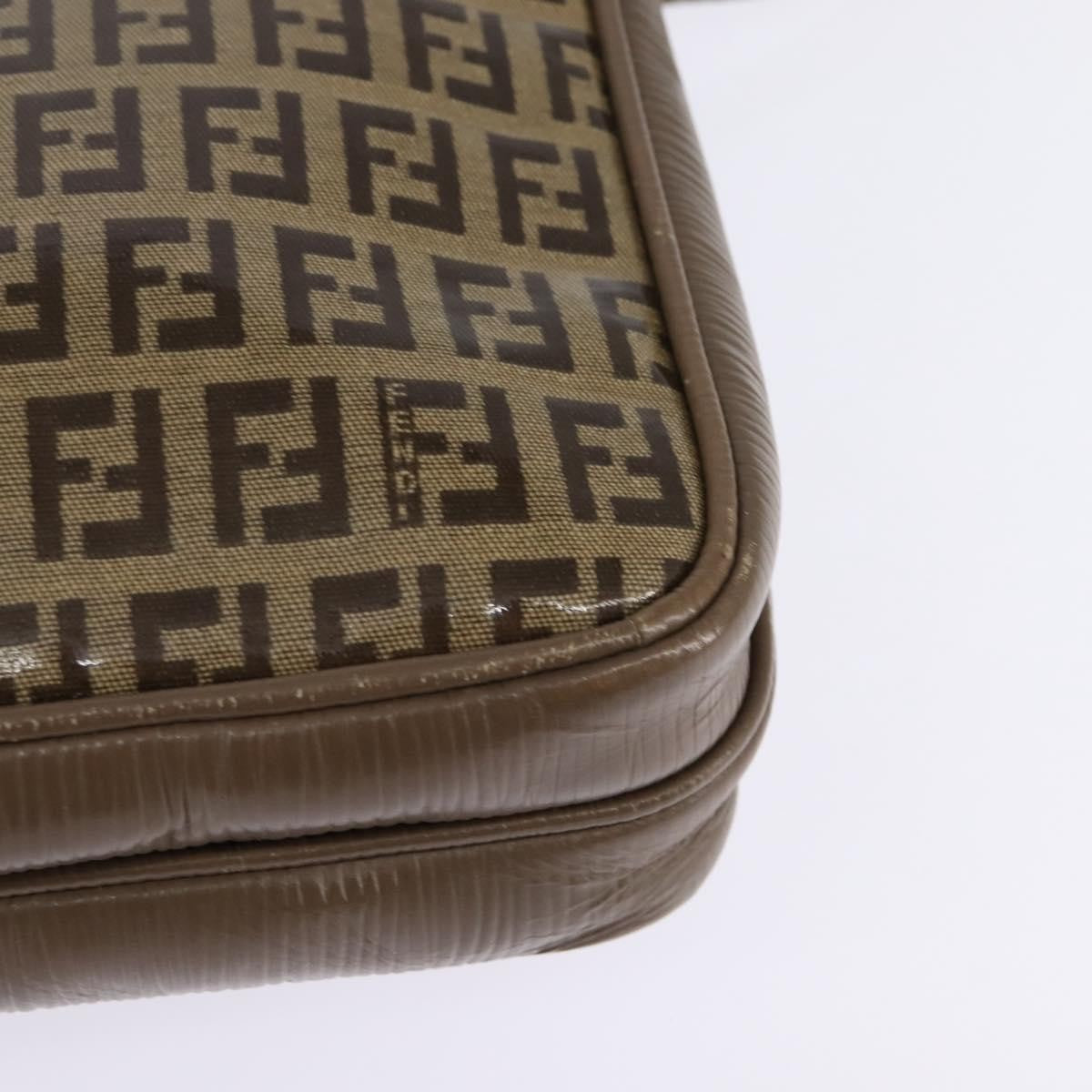 Fendi Vintage Zip Crossbody Bag Zucchino Canvas Beige Canvas Shoulder Bag Bag (Pre-Owned)