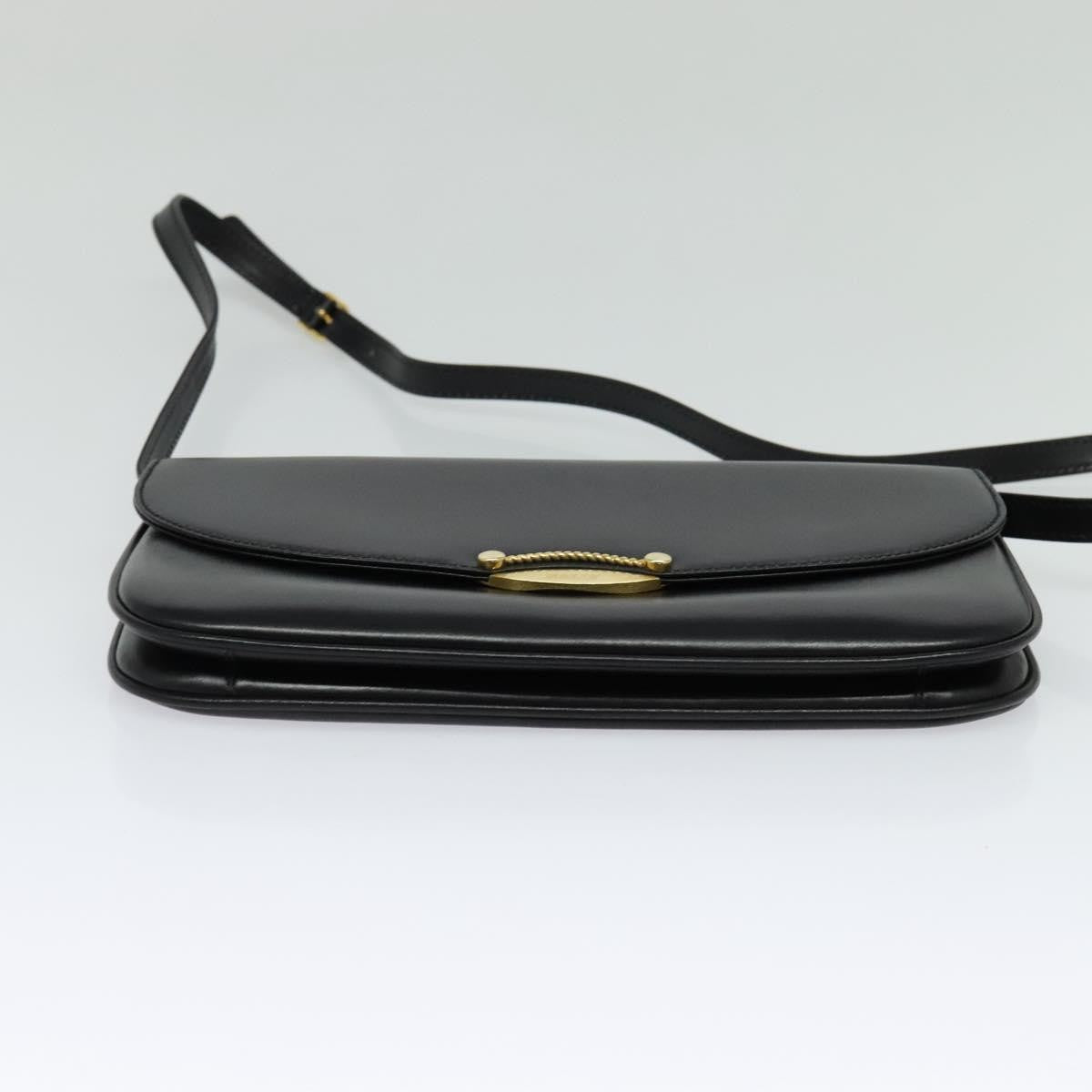 Bally Vintage Shoulder Bag Leather Black Leather Shoulder Bag Bag (Pre-Owned)
