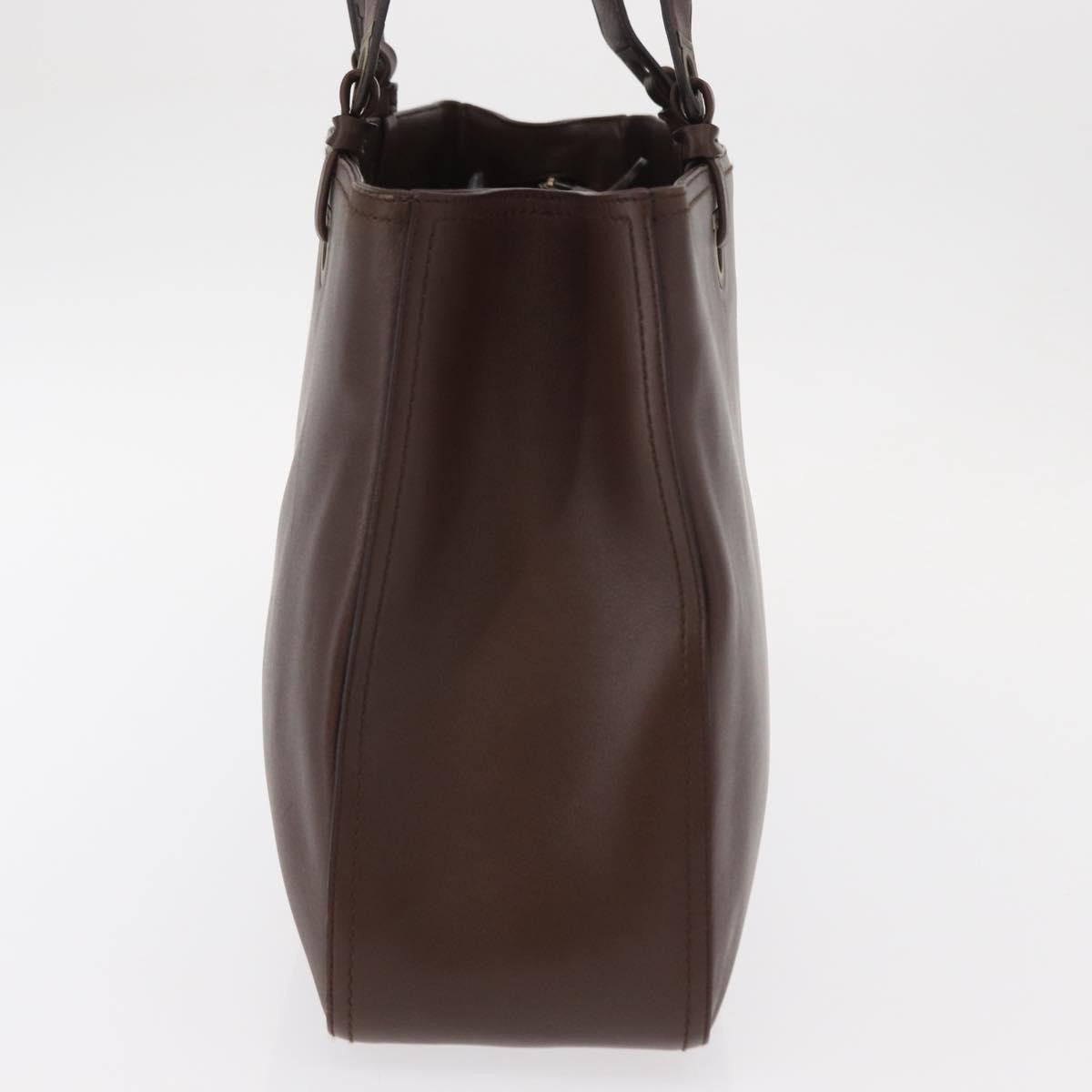 Salvatore Ferragamo Gancini Tote Leather Brown Leather Tote Bag Bag (Pre-Owned)
