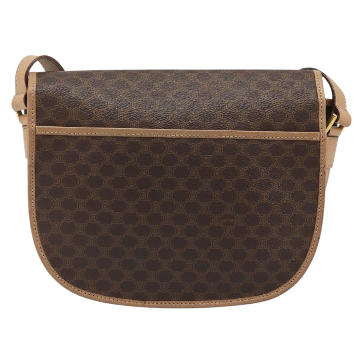 Celine Vintage Macadam Shoulder Bag Canvas And Leather Brown Canvas Shoulder Bag Bag (Pre-Owned)