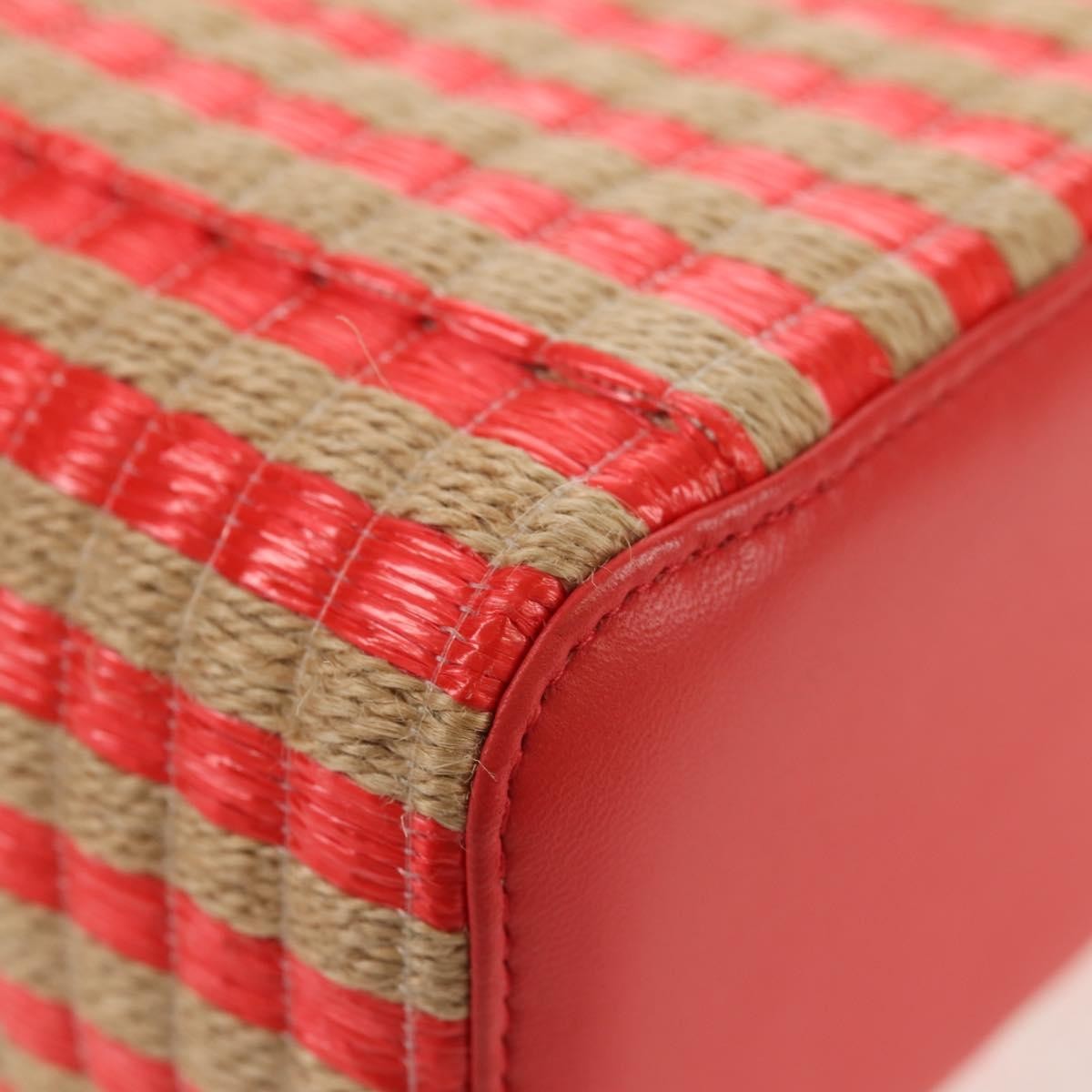 Chanel Classic Vanity Case With Chain Striped Raffia And Jute Beige Canvas Clutche & Pouche Bag (Pre-Owned)