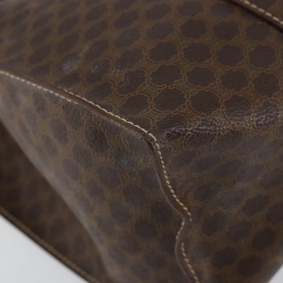 Celine Vintage Macadam Tote Bag Canvas Brown Canvas Tote Bag Bag (Pre-Owned)