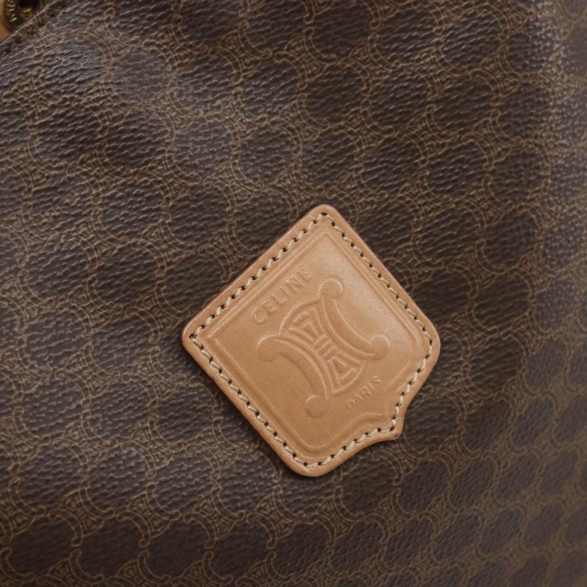 Celine Vintage Macadam Tote Bag Canvas And Leather Brown Canvas Tote Bag Bag (Pre-Owned)