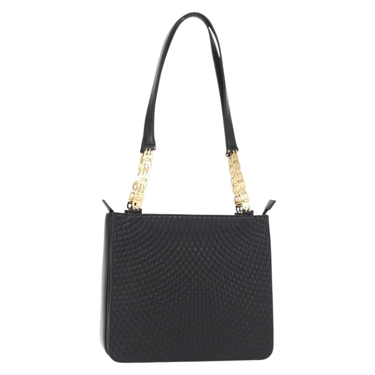Bally Vintage Shoulder Bag Quilted Leather Black Leather Shoulder Bag Bag (Pre-Owned)
