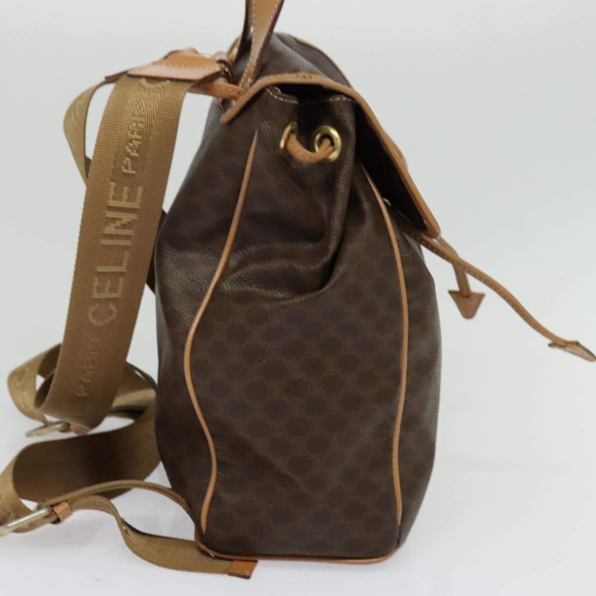 Celine Vintage Macadam Backpack Canvas And Leather Brown Canvas Backpack Bag (Pre-Owned)