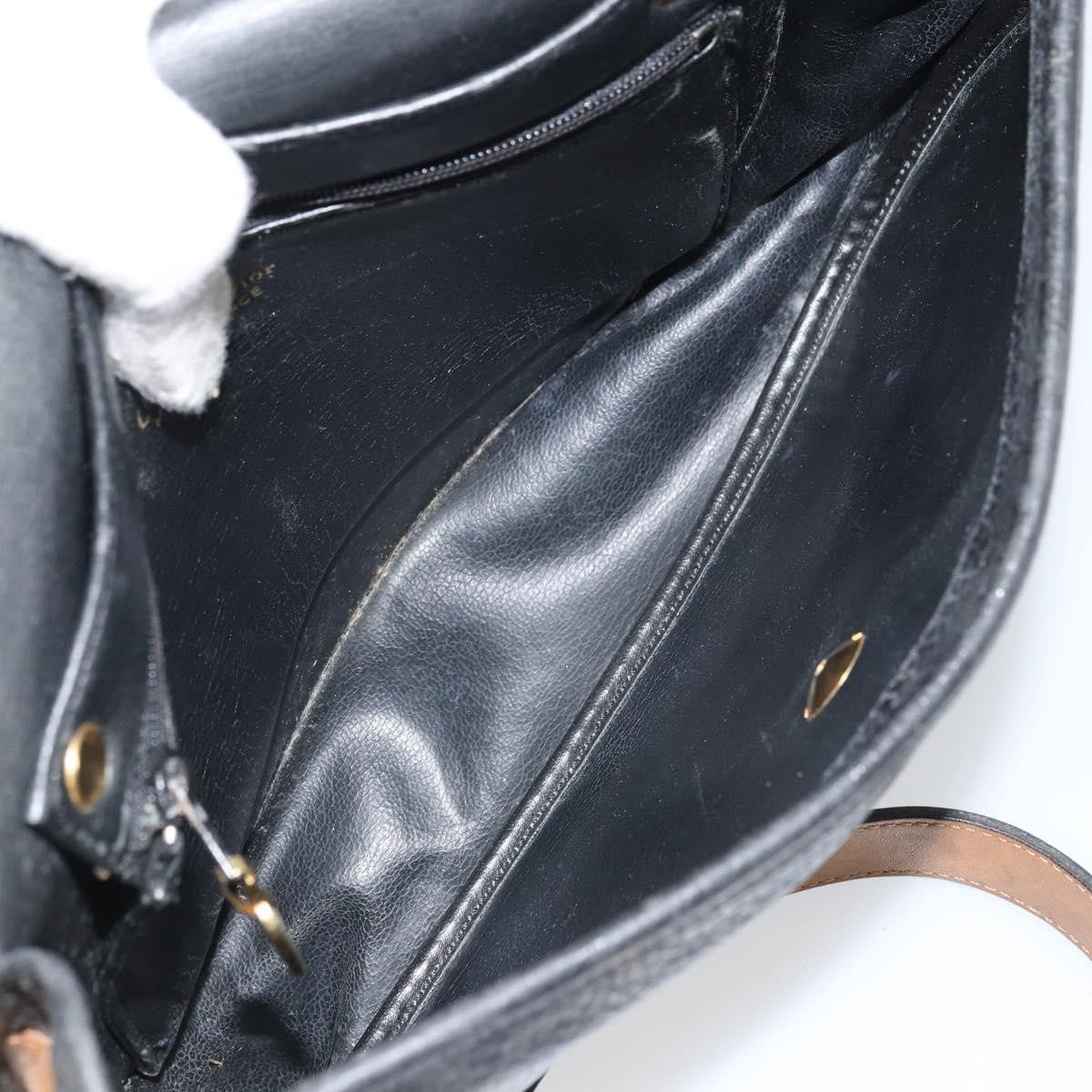 Christian Dior Vintage Shoulder Bag Leather Black Leather Shoulder Bag Bag (Pre-Owned)