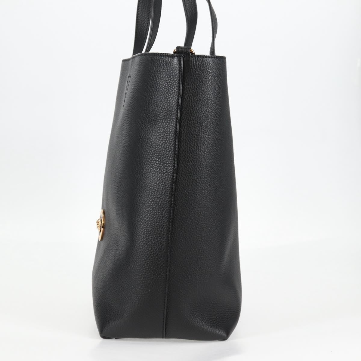 Versace Medusa Tote Leather Black Leather Tote Bag Bag (Pre-Owned)