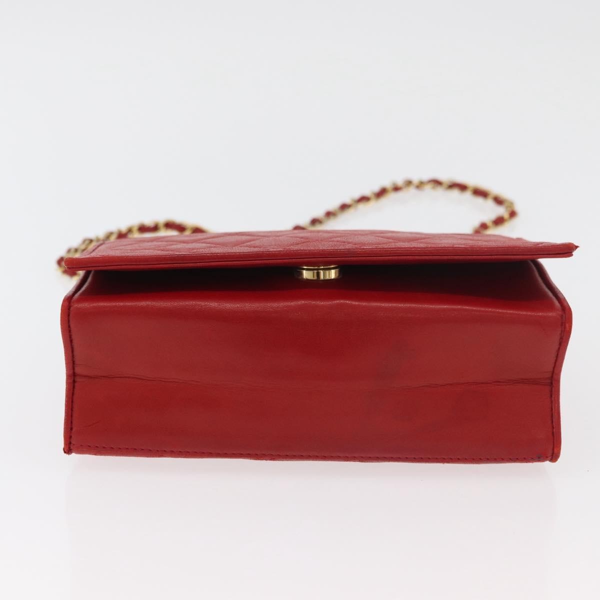 Chanel Vintage Cc Chain Full Flap Bag Quilted Leather Red Leather Shoulder Bag Bag (Pre-Owned)