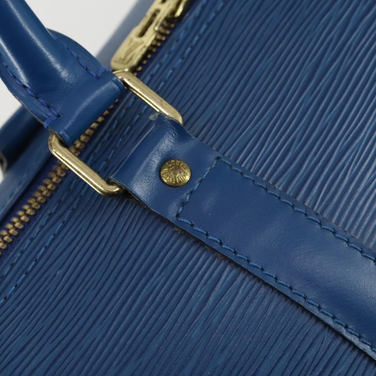 Louis Vuitton Keepall Bag Epi Leather Blue Leather Travel Bag Bag (Pre-Owned)