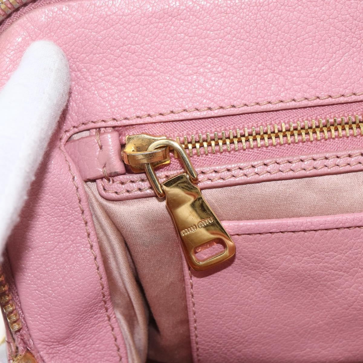 Miu Miu Madras Bowler Bag Leather Pink Leather Handbag (Pre-Owned)