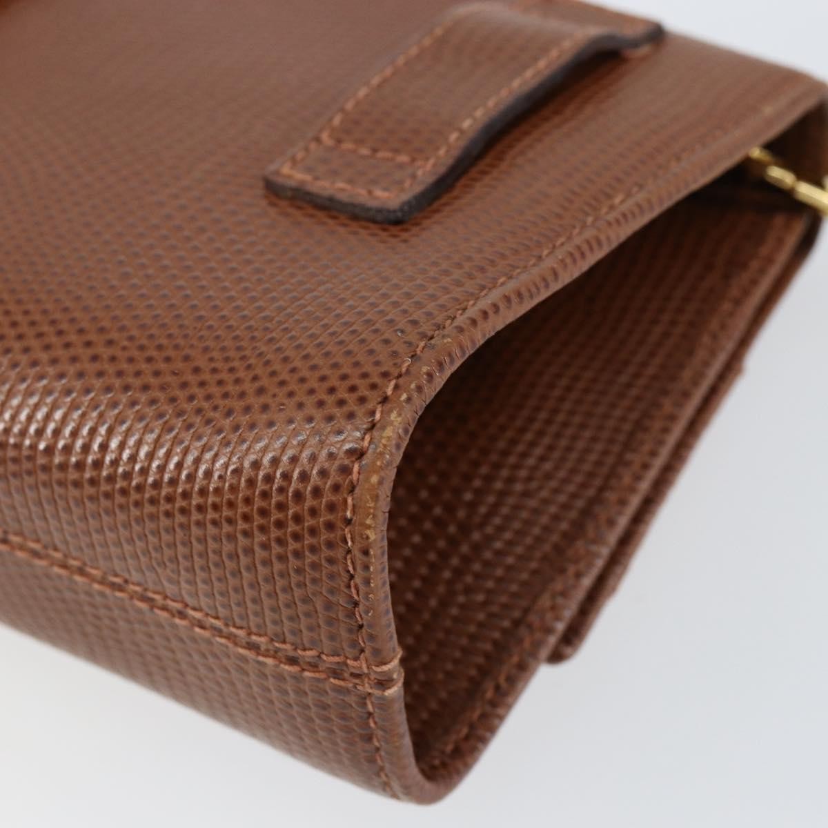 Salvatore Ferragamo Vala Shoulder Bag Embossed Leather Brown Leather Shoulder Bag Bag (Pre-Owned)