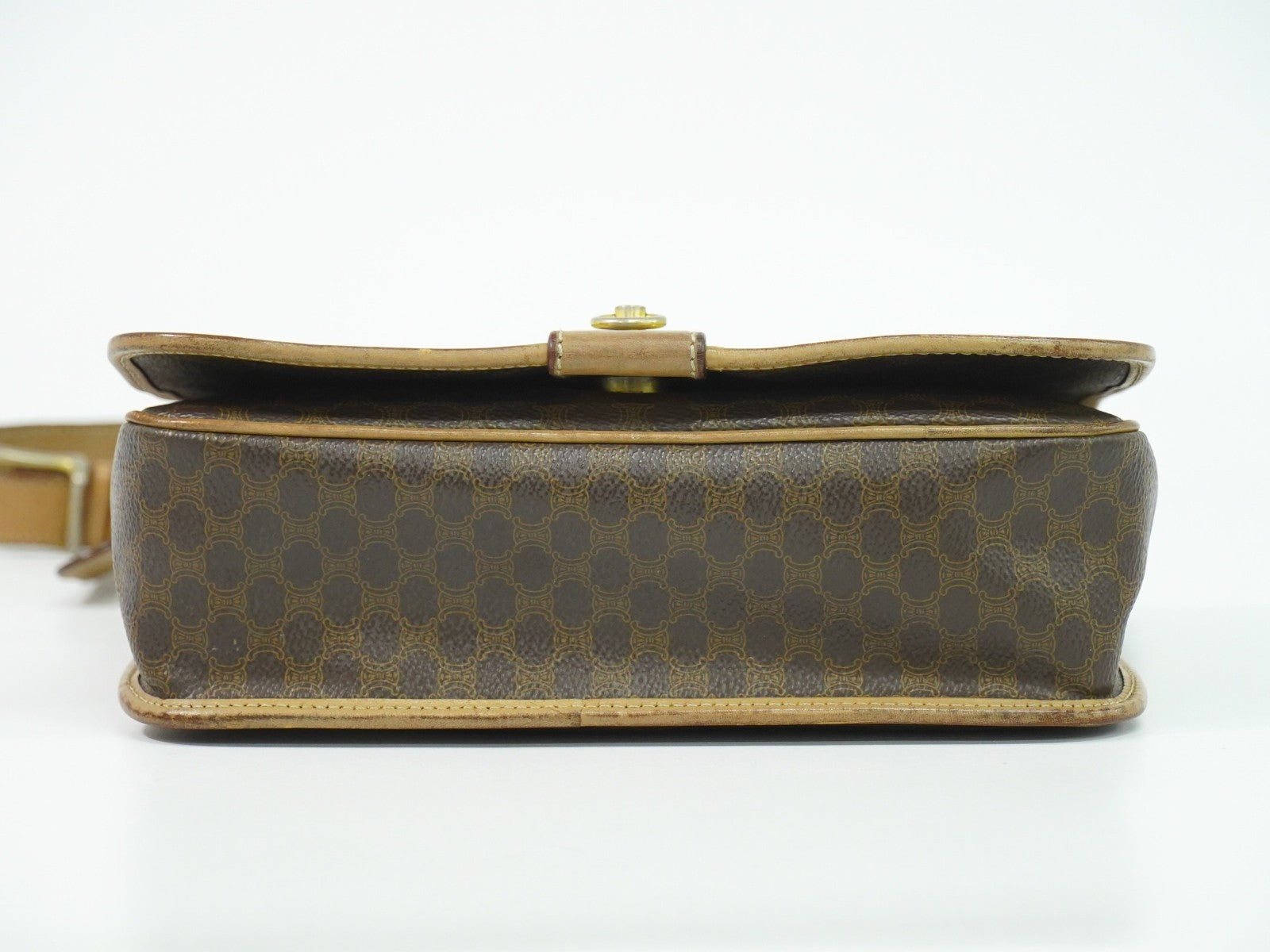 Celine Vintage Macadam Shoulder Bag Canvas And Leather Brown Canvas Shoulder Bag Bag (Pre-Owned)