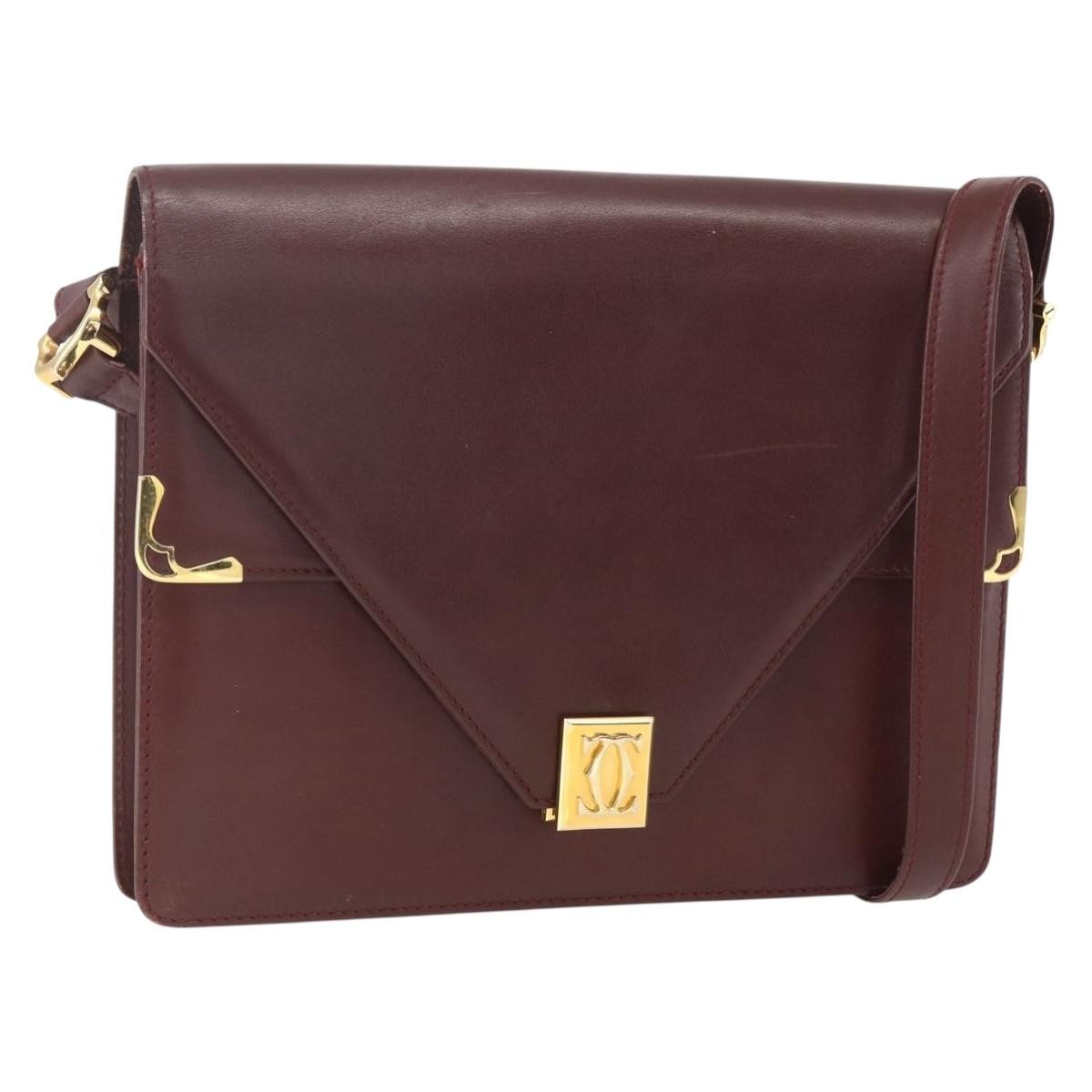 Cartier Must De Cartier Shoulder Bag Leather Burgundy Leather Shoulder Bag Bag (Pre-Owned)