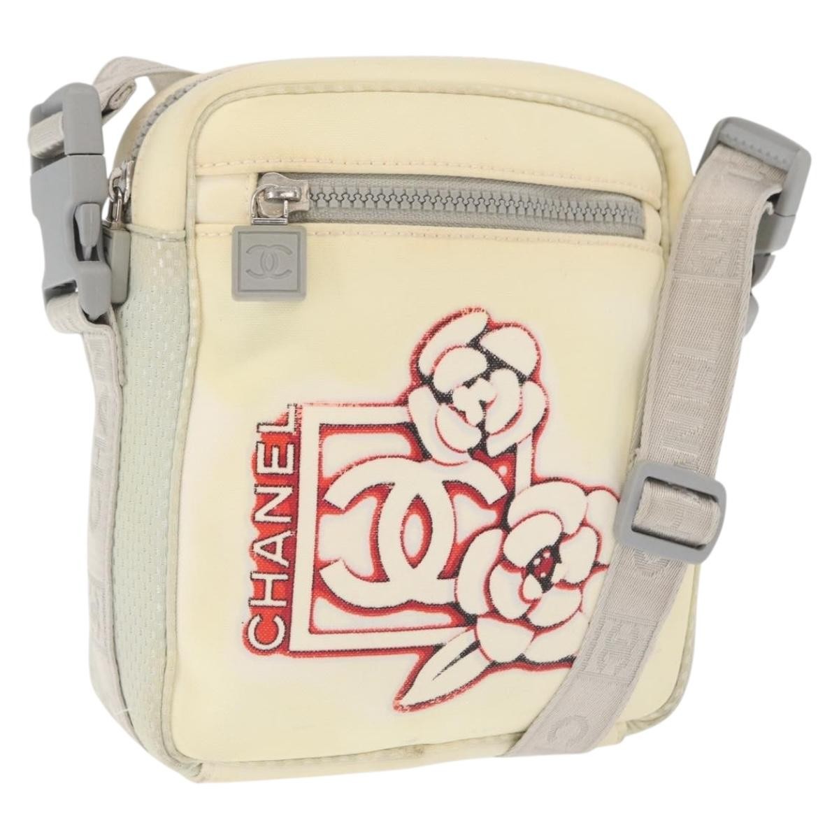 Chanel Sport Line Camera Crossbody Bag Nylon White Nylon Shoulder Bag Bag (Pre-Owned)