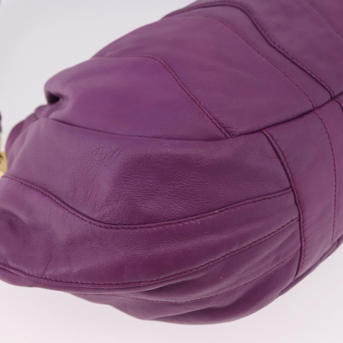 Prada Pleats Shoulder Bag Cervo Leather Purple Leather Handbag (Pre-Owned)