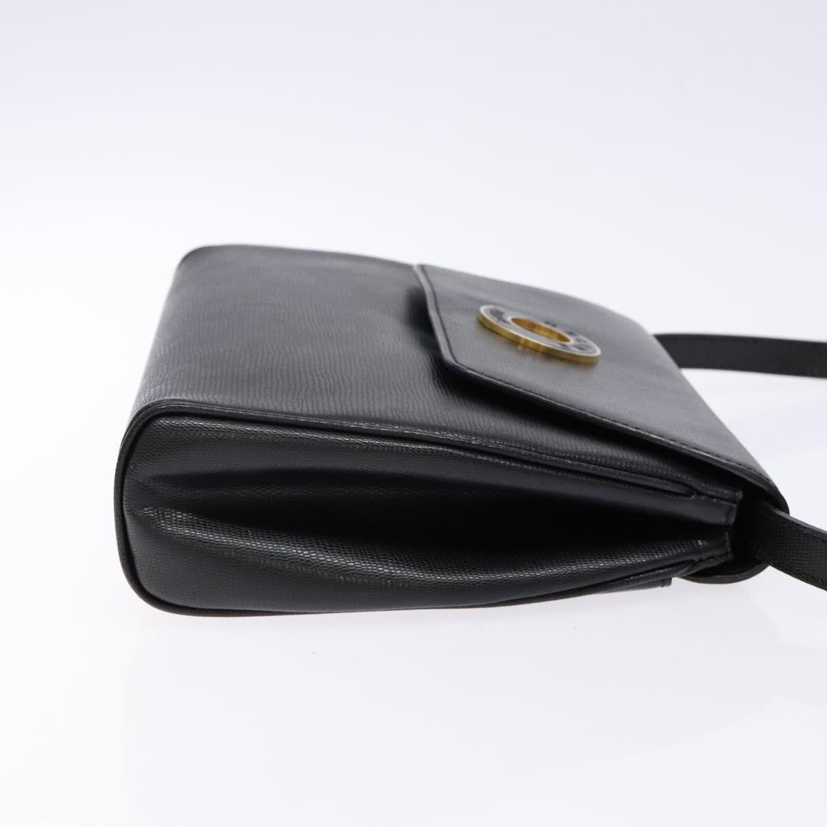Celine Vintage Circle Logo Crossbody Bag Leather Black Leather Bag (Pre-Owned)