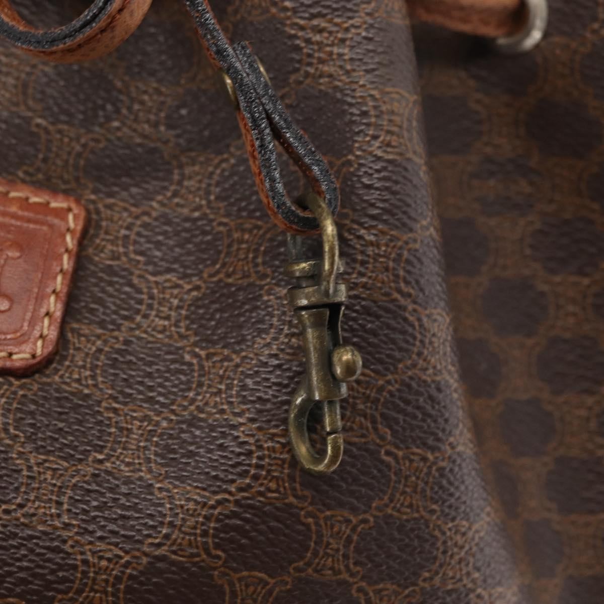 Celine Vintage Macadam Shoulder Bag Canvas And Leather Brown Canvas Shoulder Bag Bag (Pre-Owned)