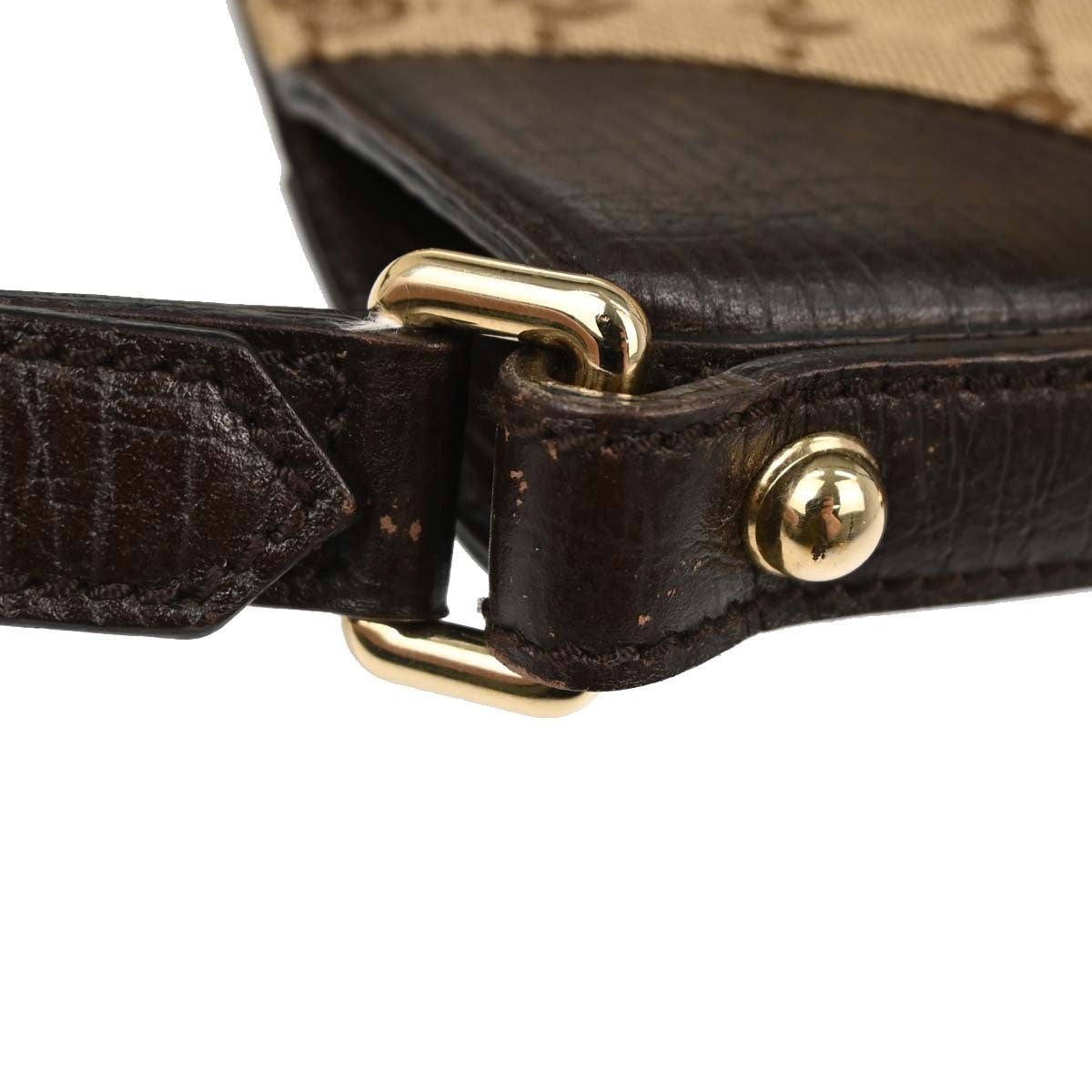 Gucci Vintage Horsebit Shoulder Bag Canvas Brown Canvas Shoulder Bag Bag (Pre-Owned)