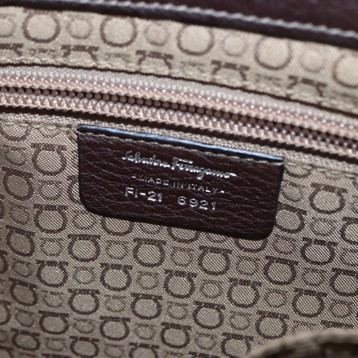 Salvatore Ferragamo Gancini Shoulder Bag Leather Brown Leather Shoulder Bag Bag (Pre-Owned)