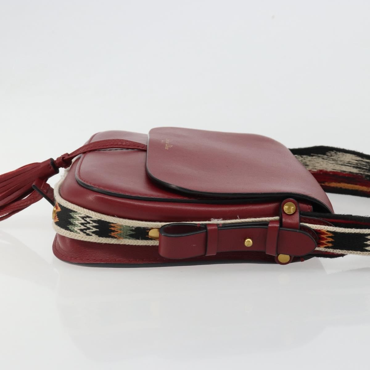 Christian Dior Diorodeo Flap Bag Leather Red Leather Shoulder Bag Bag (Pre-Owned)