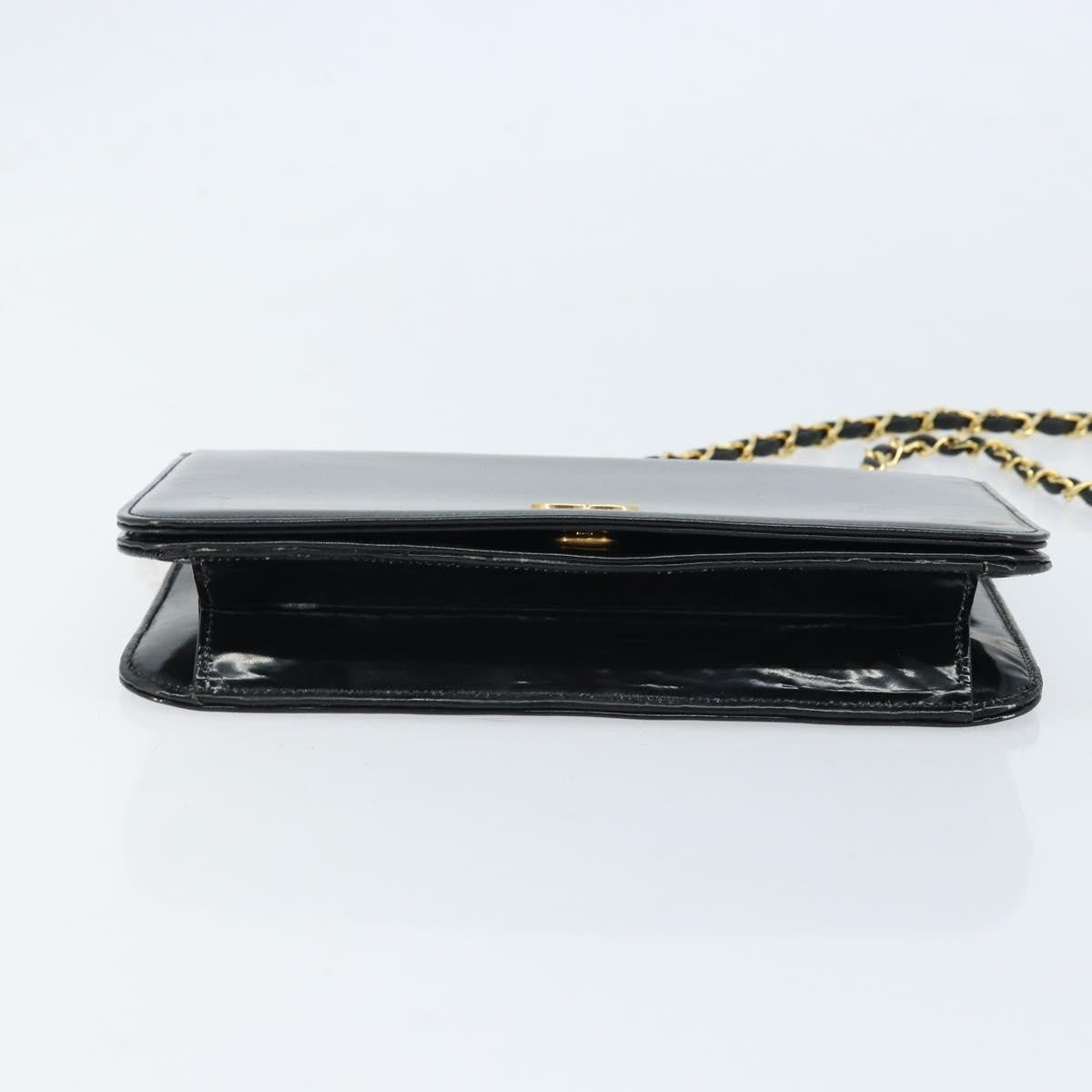 Chanel Wallet On Chain Quilted Patent Black Patent_Leather Shoulder Bag Bag (Pre-Owned)