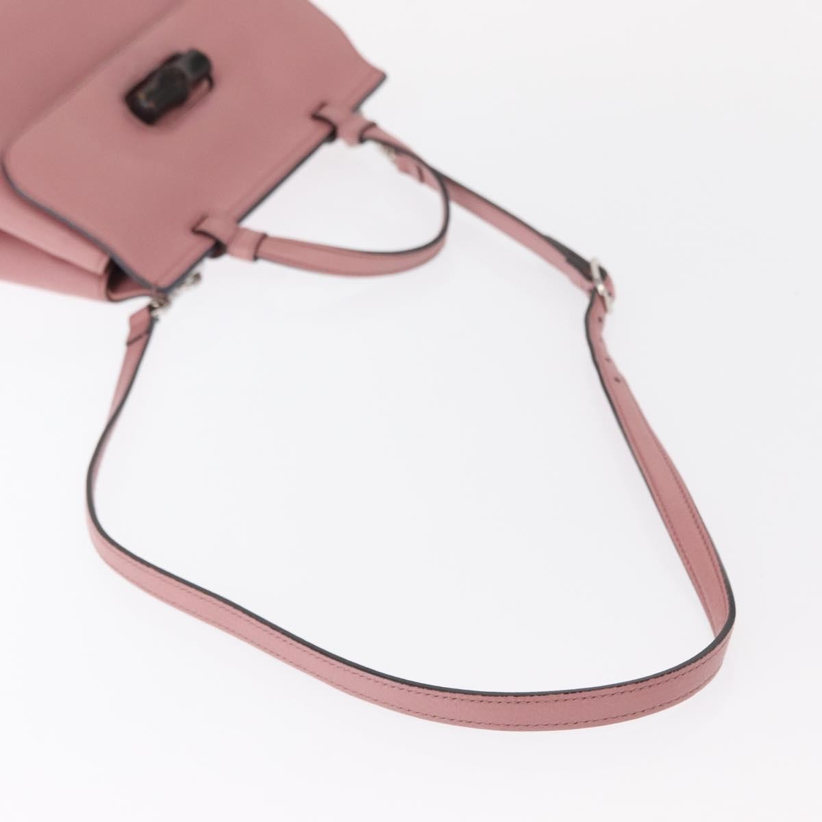 Gucci Bamboo Daily Top Handle Bag Leather Pink Leather Handbag (Pre-Owned)