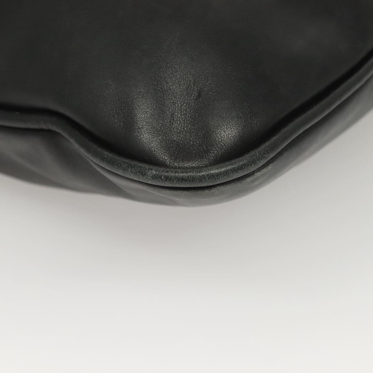 Gucci Vintage Bamboo Shoulder Bag Leather Black Leather Handbag (Pre-Owned)