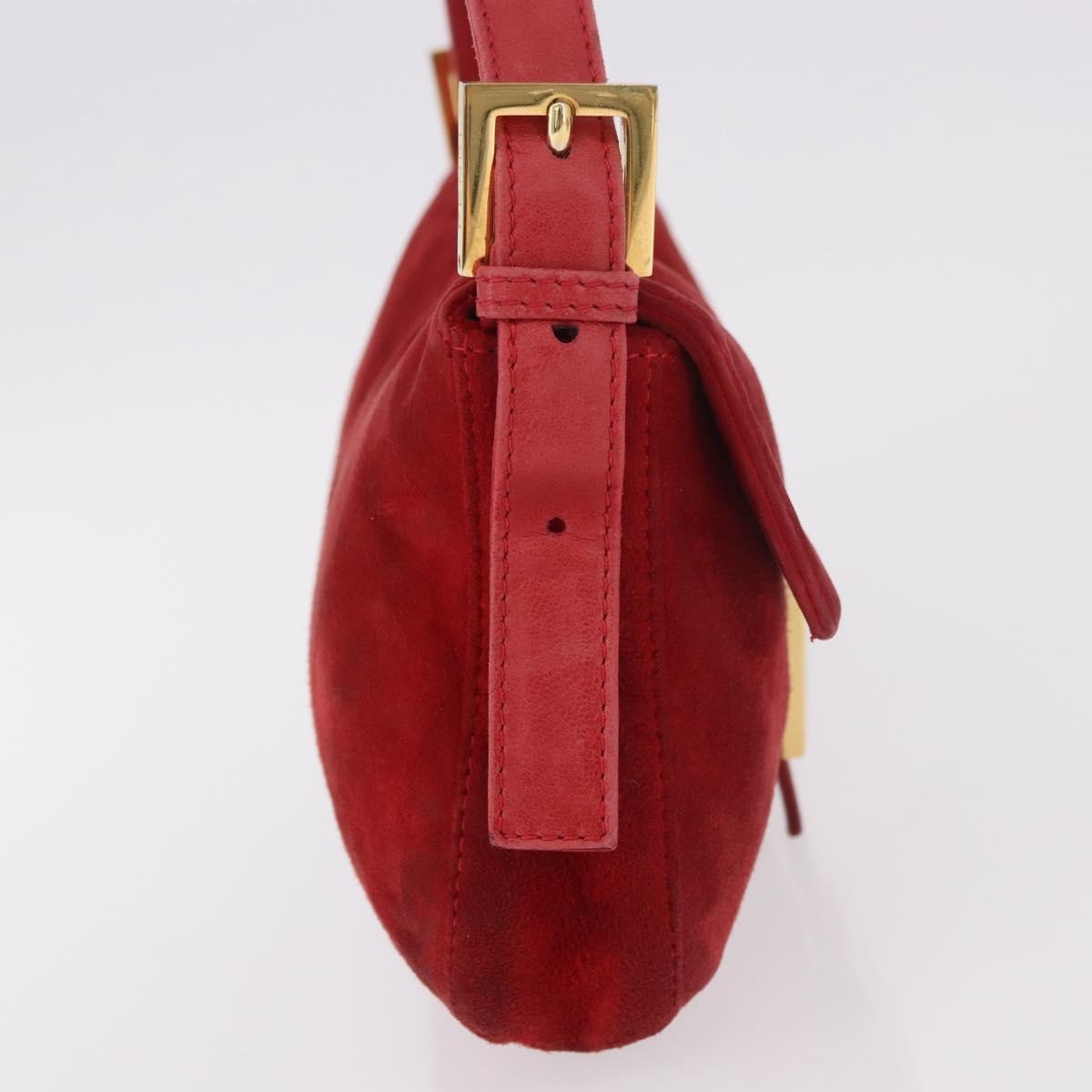 Fendi Baguette Bag Leather Red Suede Shoulder Bag Bag (Pre-Owned)