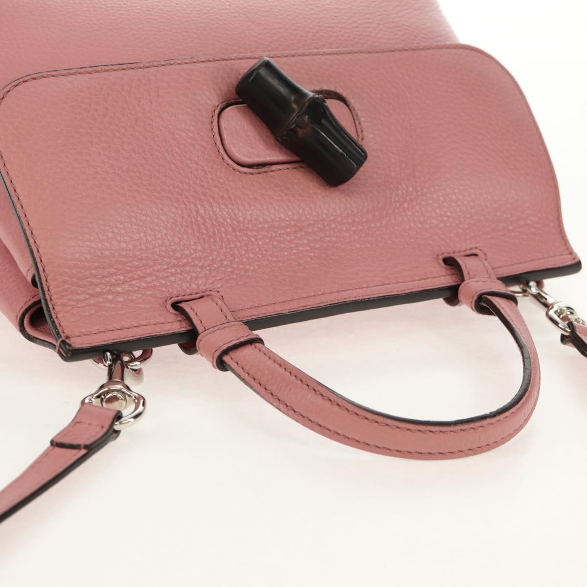 Gucci Bamboo Daily Top Handle Bag Leather Pink Leather Handbag (Pre-Owned)