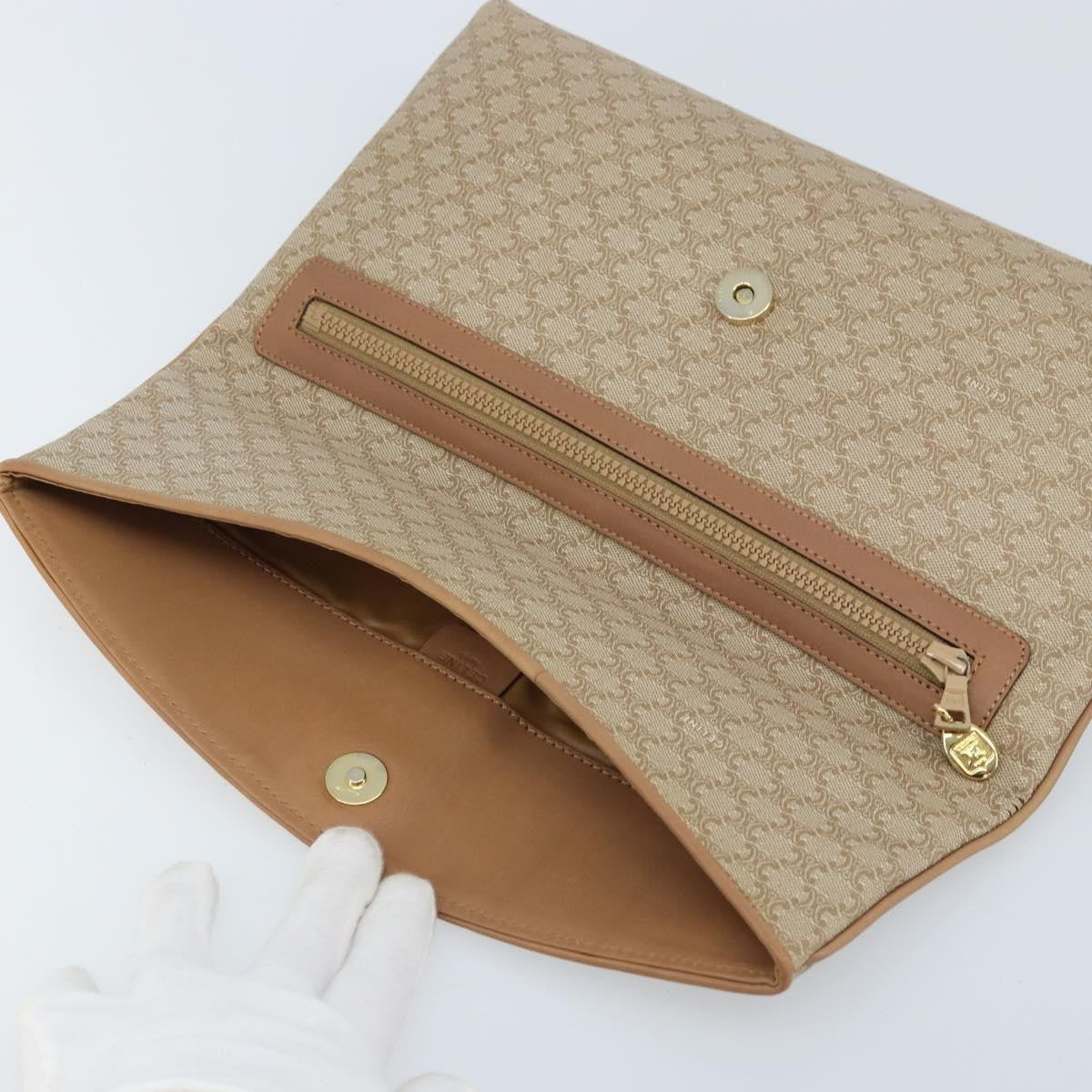 Celine C Macadam Pouch Canvas Beige Pvc Clutche & Pouche Bag (Pre-Owned)