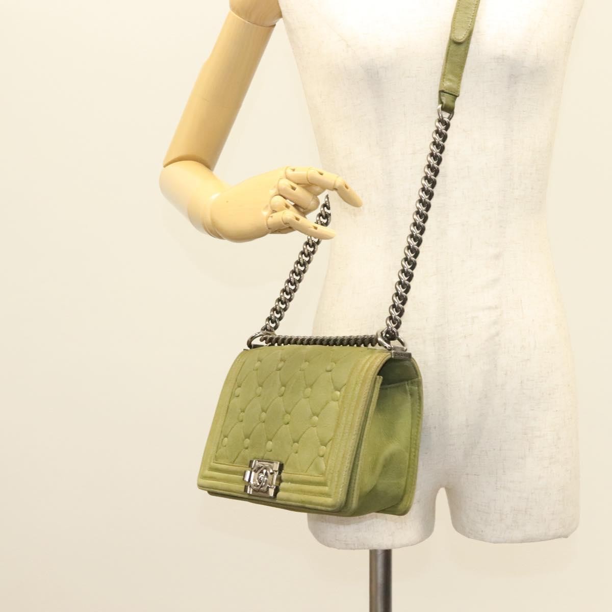 Chanel Celtic Boy Flap Bag Suede Green Suede Shoulder Bag Bag (Pre-Owned)