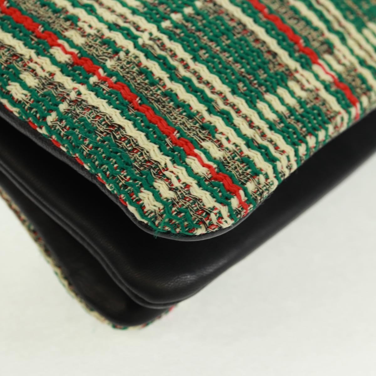 Celine Trio Crossbody Bag Tweed Green Tweed Shoulder Bag Bag (Pre-Owned)