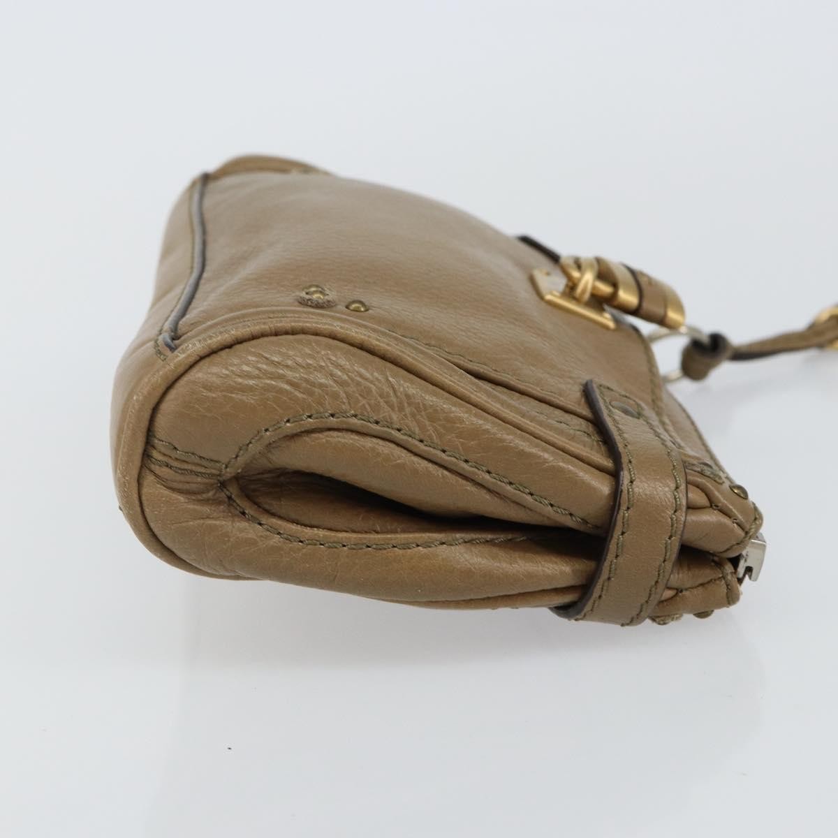 Chloe Paddington Pouch Leather Beige Leather Bag (Pre-Owned)