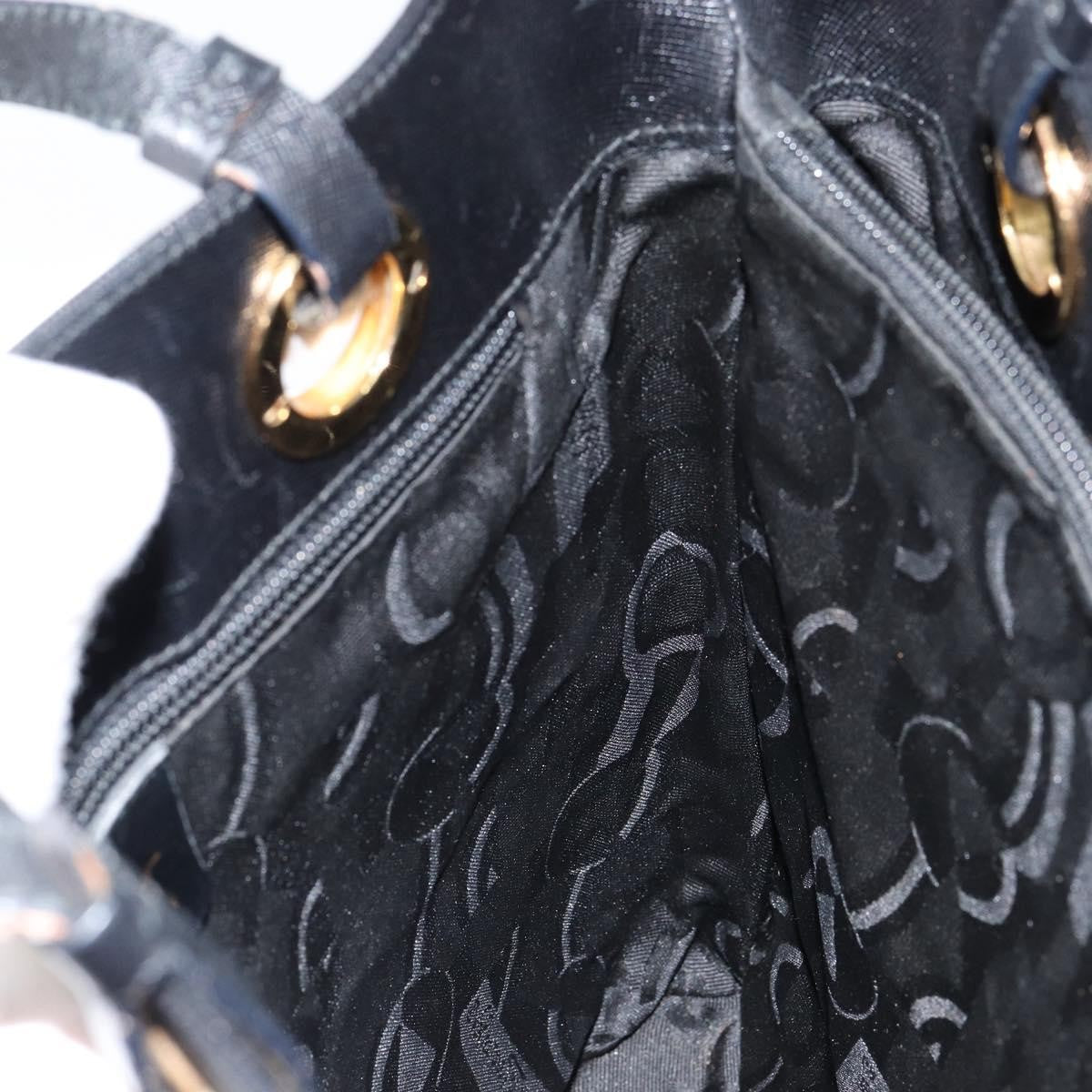 Salvatore Ferragamo Gancini Handbag Leather Black Leather Handbag (Pre-Owned)