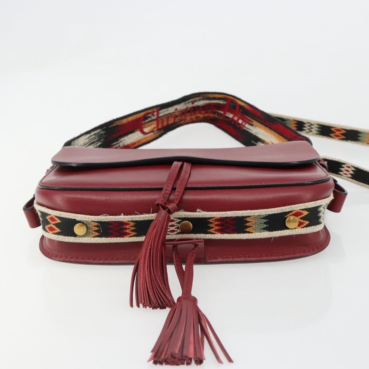 Christian Dior Diorodeo Flap Bag Leather Red Leather Shoulder Bag Bag (Pre-Owned)