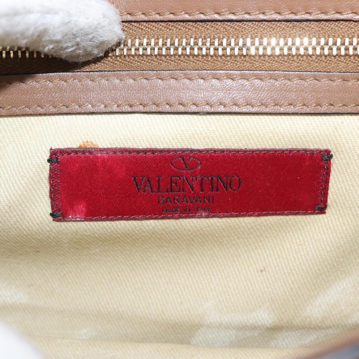 Valentino Garavani Rolling Rockstud Glam Lock Shoulder Bag Leather Brown Leather Shoulder Bag Bag (Pre-Owned)