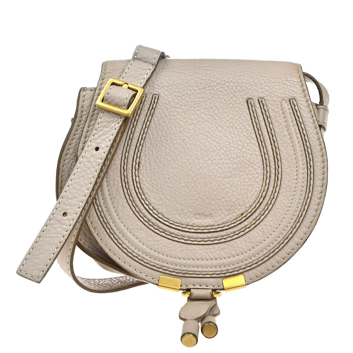 Chloe Marcie Crossbody Bag Leather Beige Leather Shoulder Bag Bag (Pre-Owned)