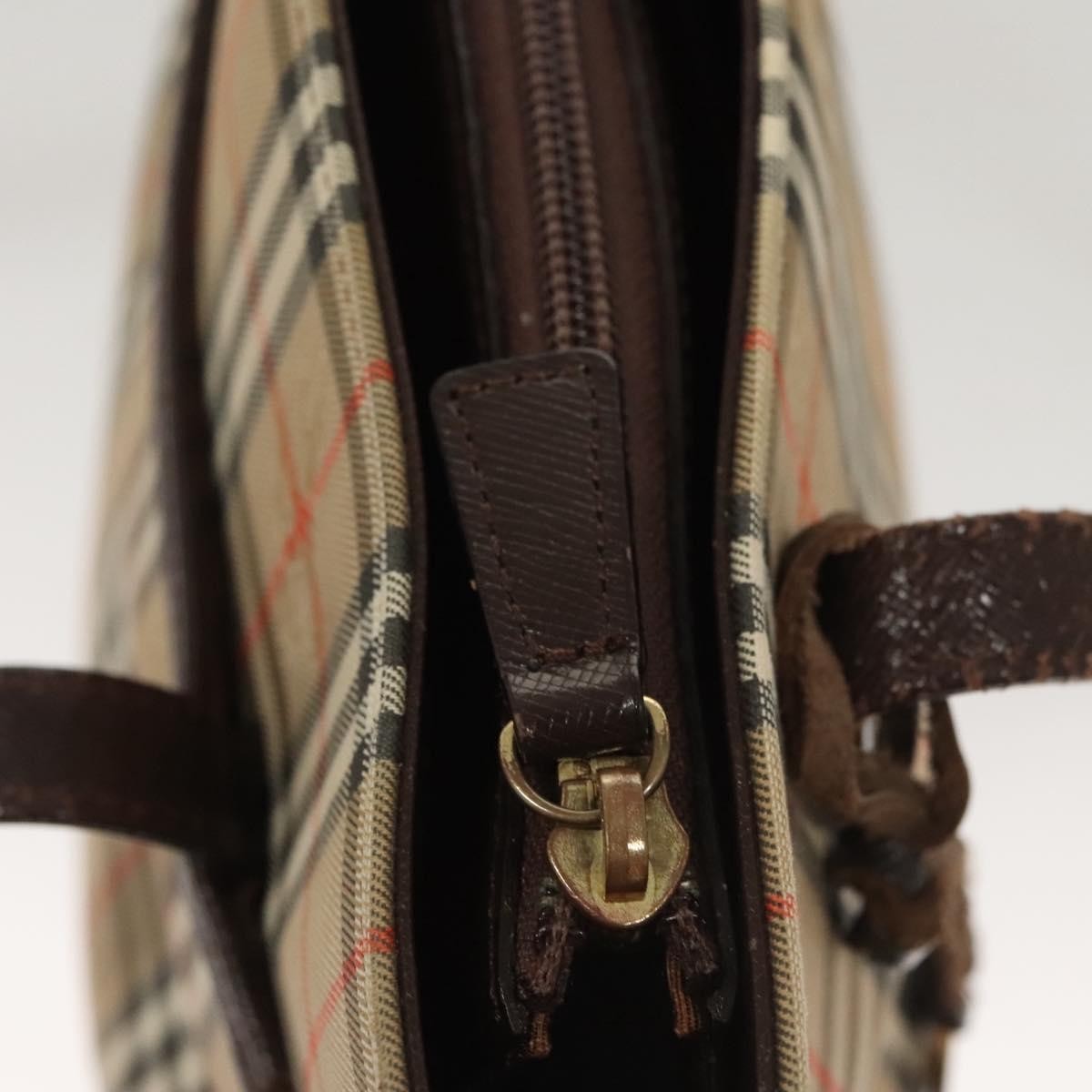 Burberry Nova Check Shoulder Bag Canvas And Leather Beige Canvas Shoulder Bag Bag (Pre-Owned)