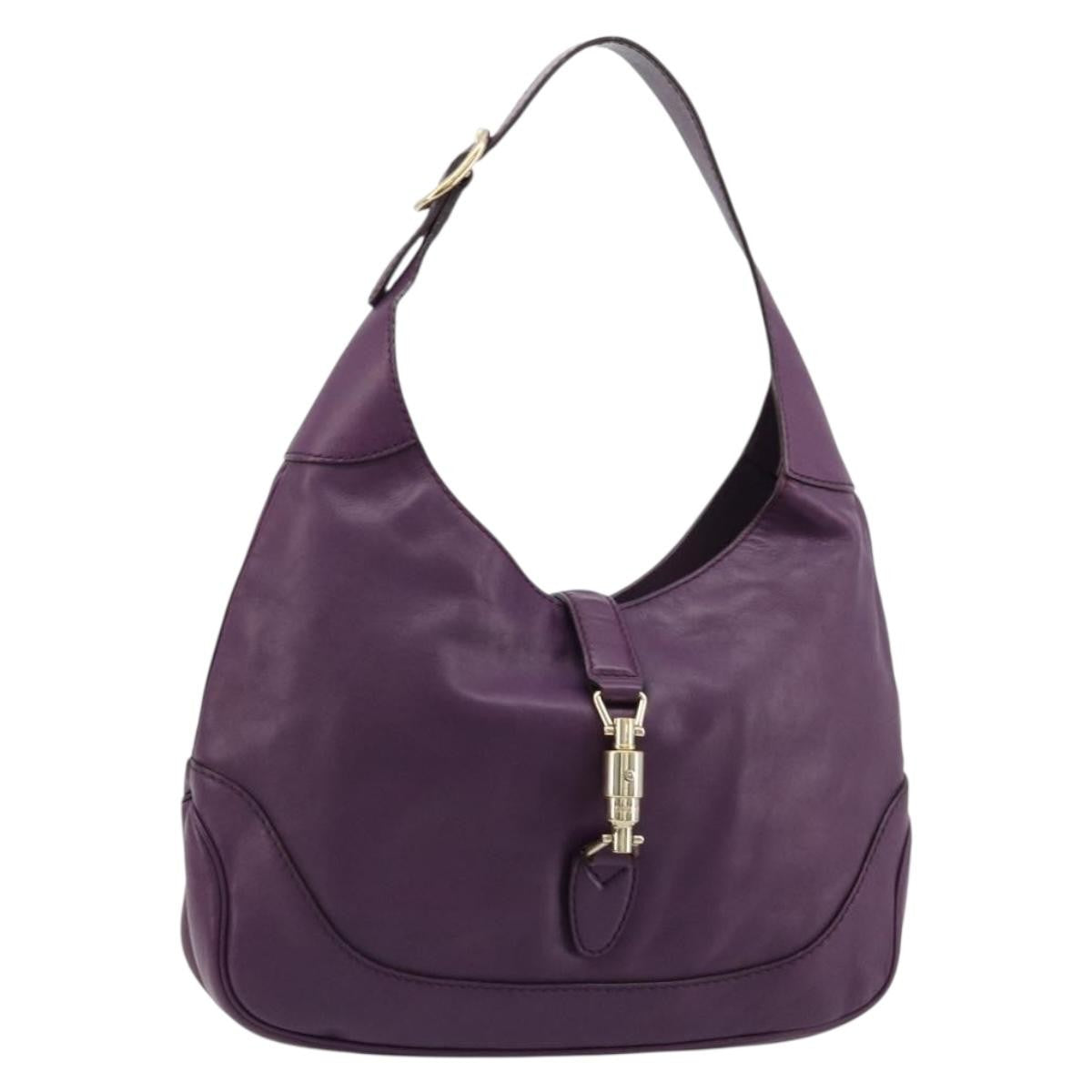 Gucci Jackie Original Shoulder Bag Leather Purple Leather Handbag (Pre-Owned)